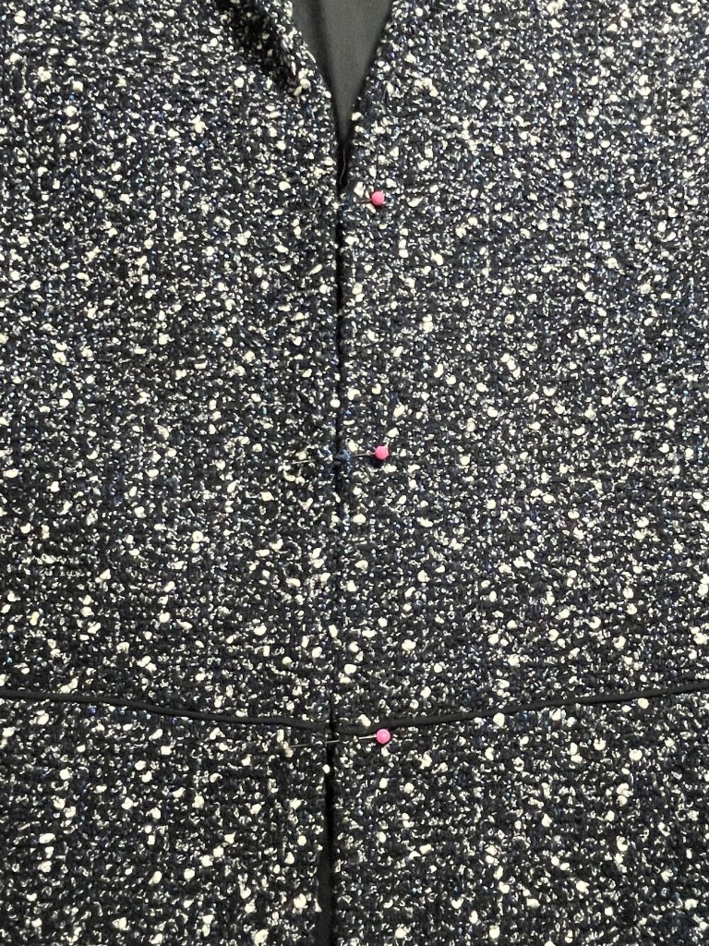 Lafayette 148 New York 3/4 Sleeve Jacket in Black, Blue Boucle, Size 6 - Picture 11 of 14